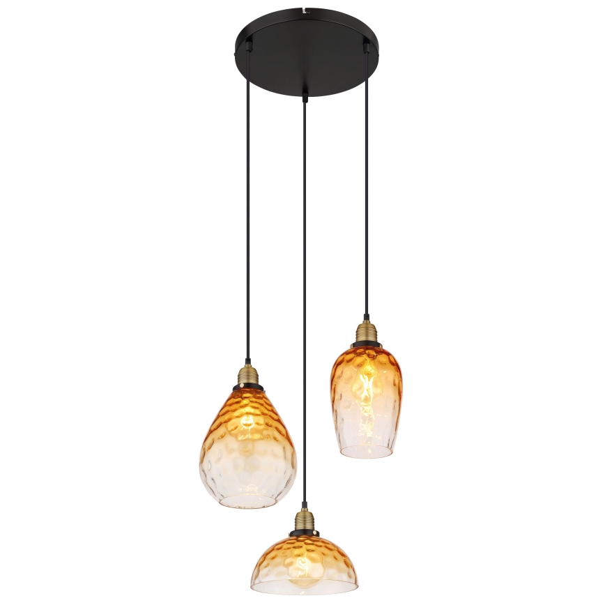 Globo - Lustr na lanku 3xE27/60W/230V pr. 46 cm oranžová