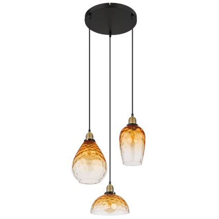 Globo - Lustr na lanku 3xE27/60W/230V pr. 46 cm oranžová