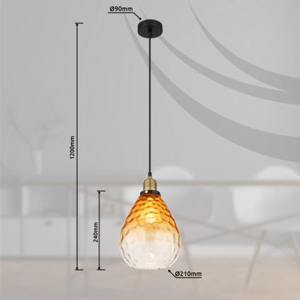 Globo - Lustr na lanku 1xE27/60W/230V pr. 21 cm oranžová