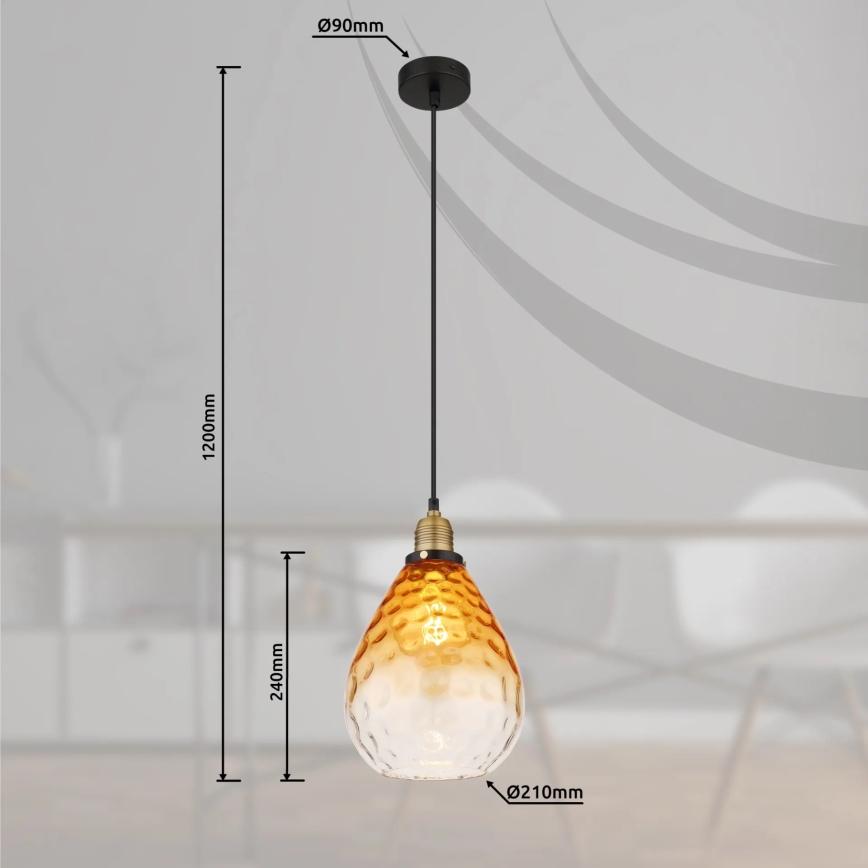 Globo - Lustr na lanku 1xE27/60W/230V pr. 21 cm oranžová