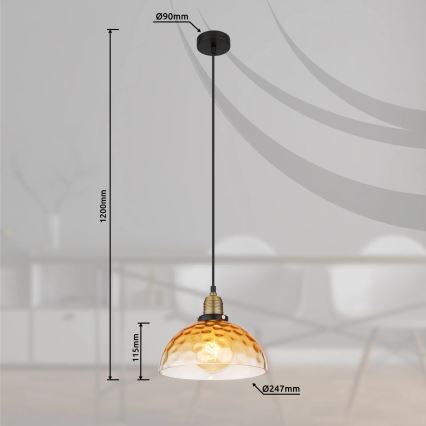 Globo - Lustr na lanku 1xE27/60W/230V pr. 25 cm oranžová