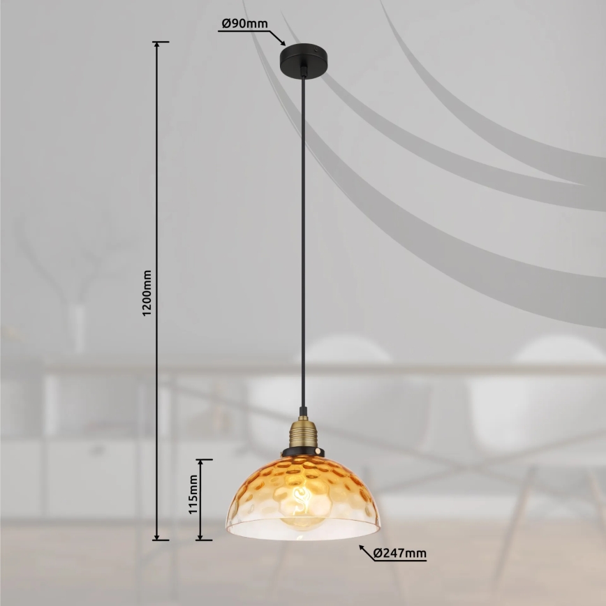 Globo - Lustr na lanku 1xE27/60W/230V pr. 25 cm oranžová