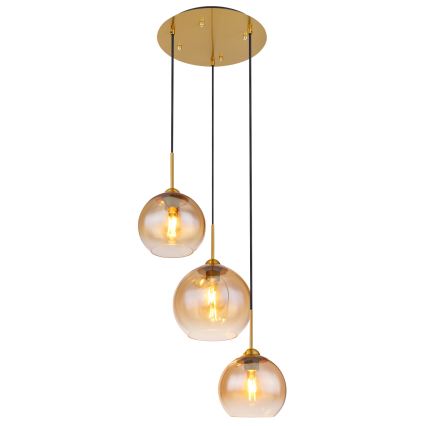 Globo - Lustr na lanku 3xE27/60W/230V mosaz