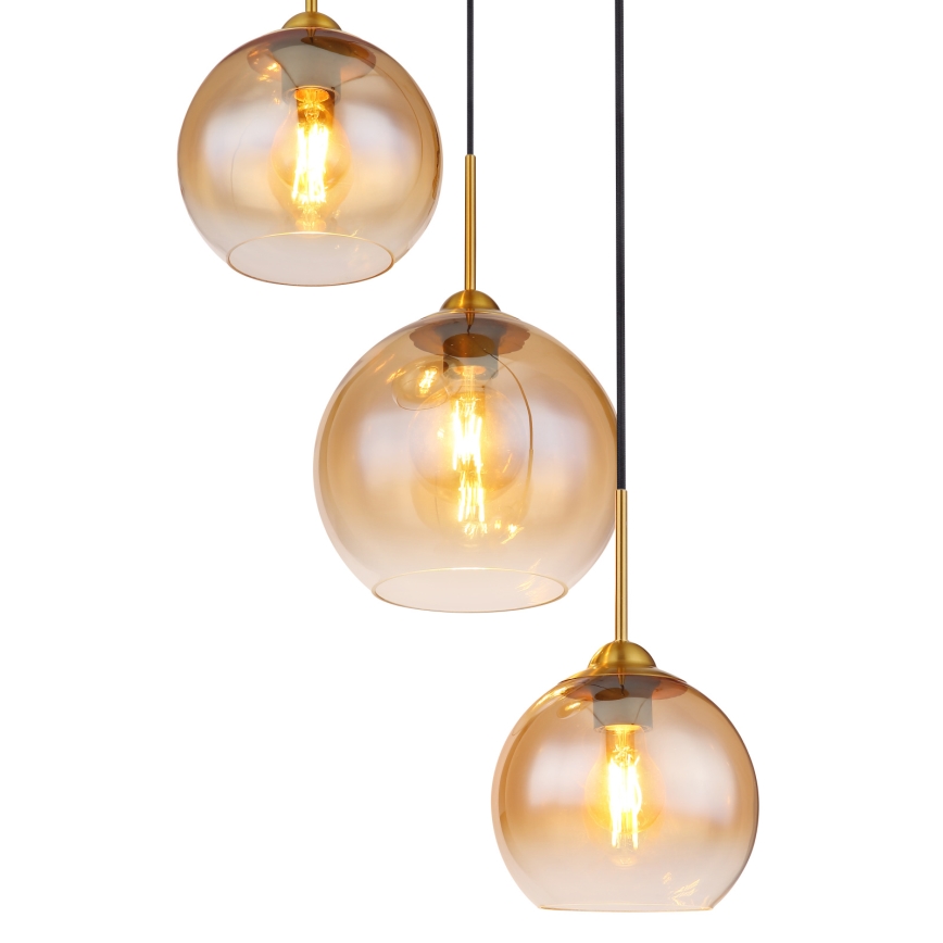 Globo - Lustr na lanku 3xE27/60W/230V mosaz