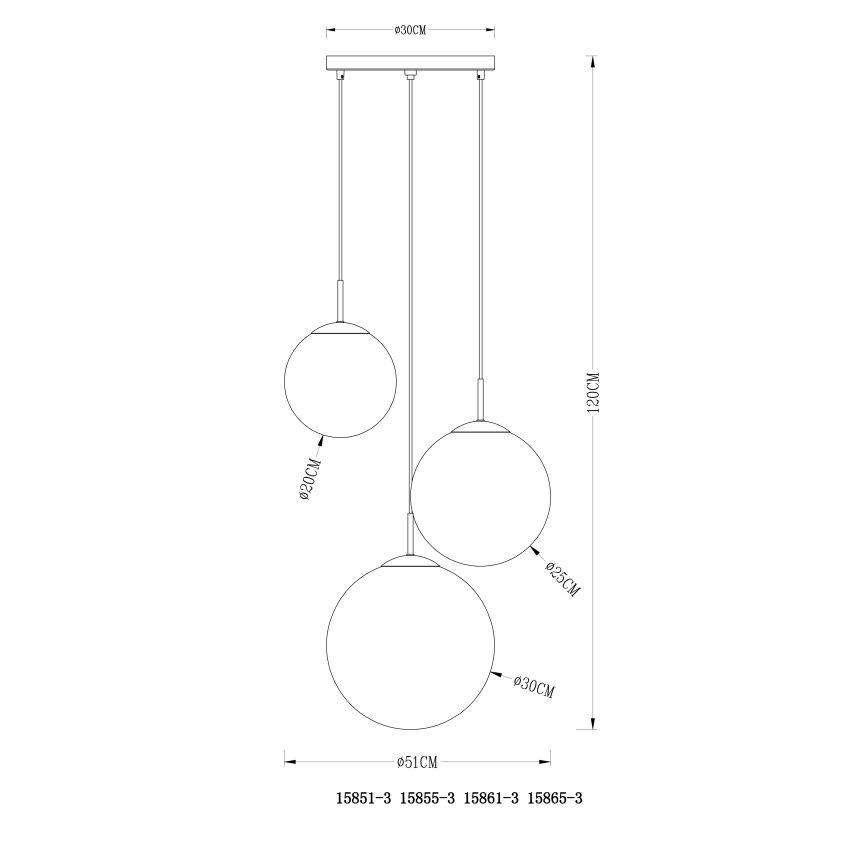 Globo - Lustr na lanku 3xE27/40W/230V pr. 51 cm