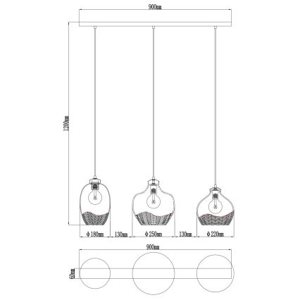 Globo - Lustr na lanku 3xE27/60W/230V