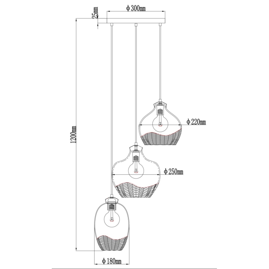 Globo - Lustr na lanku 3xE27/60W/230V pr. 45 cm