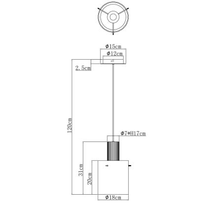 Globo - Lustr na lanku 1xE27/40W/230V pr. 18 cm hnědá