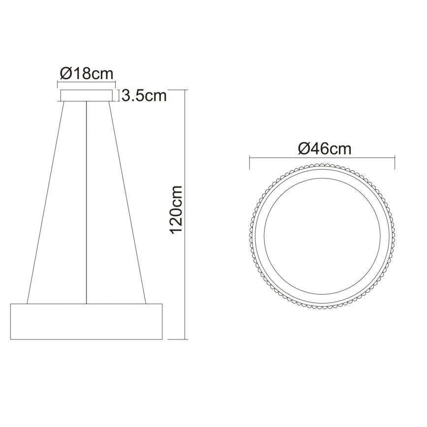 Globo - LED Lustr na lanku LED/45W/230V 2700/4000/6000K pr. 46 cm černá