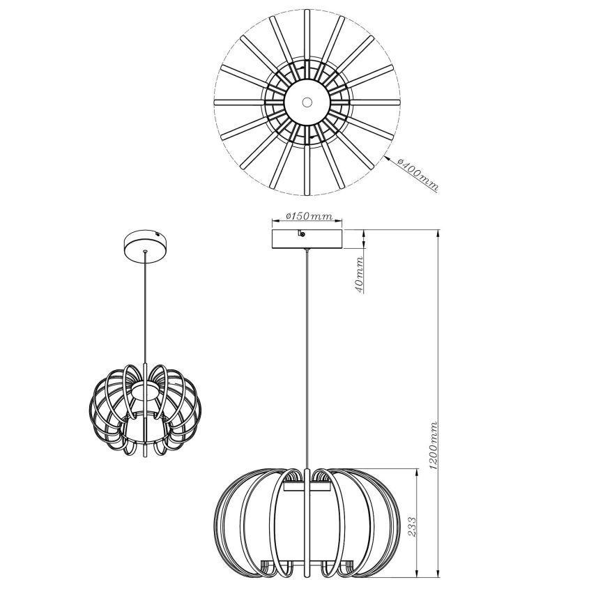 Globo - LED Stmívatelný lustr na lanku LED/40W/230V 3000K černá