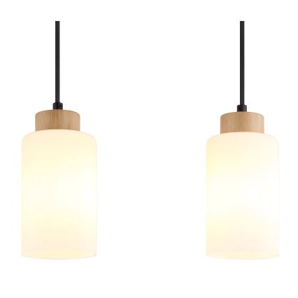 Globo - Lustr na lanku 3xE27/60W/230V dub/bílá