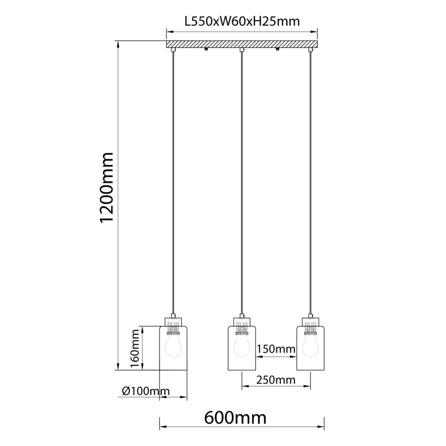 Globo - Lustr na lanku 3xE27/60W/230V dub/bílá
