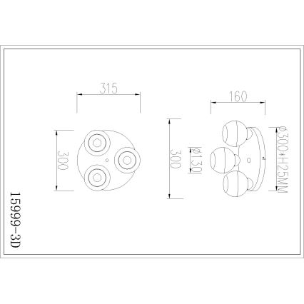 Globo - Stropní svítidlo 3xE27/60W/230V pr. 31,5 cm