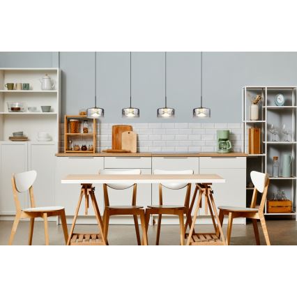 Globo - LED Lustr na lanku LED/24W/230V černá/kouřová