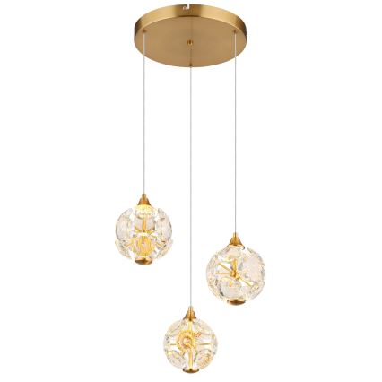 Globo - LED Lustr na lanku LED/24W/230V 3000K zlatá