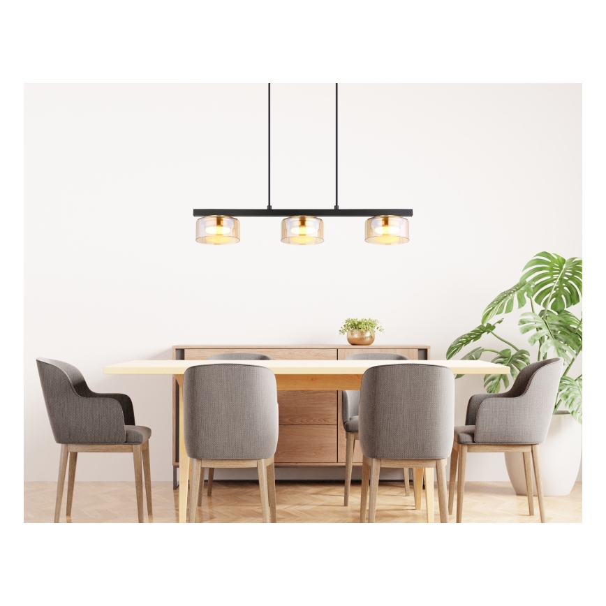 Globo - LED Lustr na lanku 3xGX53/6W/230V kouřová/hnědá