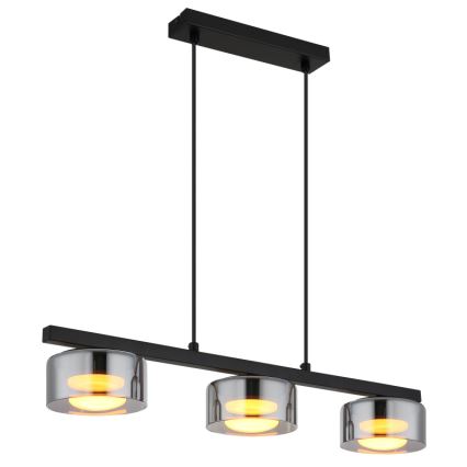 Globo - LED Lustr na lanku 3xGX53/6W/230V kouřová/černá