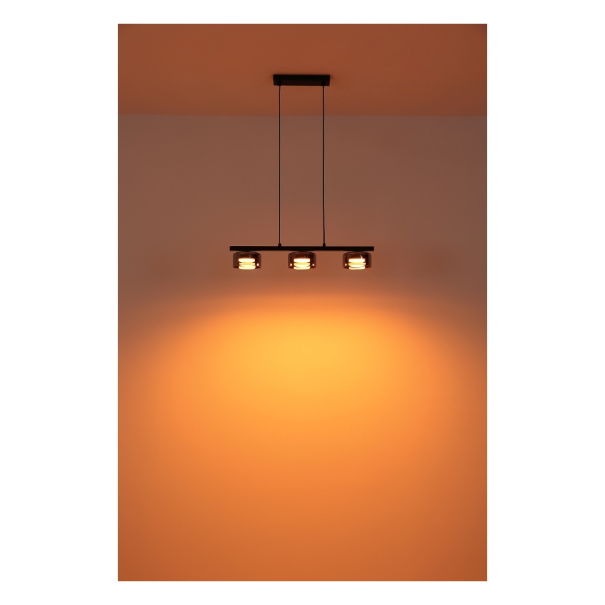 Globo - LED Lustr na lanku 3xGX53/6W/230V kouřová/černá