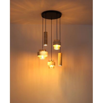 Globo - Lustr na lanku 3xE27/40W/230V + 2xGU10/10W travertin