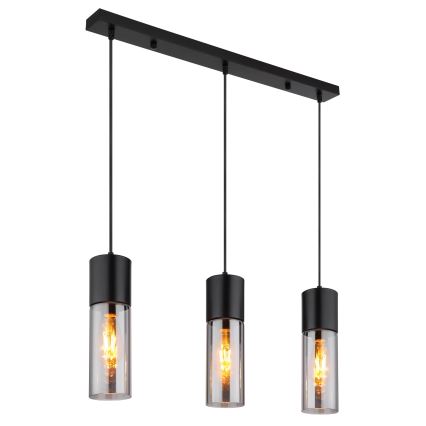 Globo - Lustr na lanku 3xE27/25W/230V černá