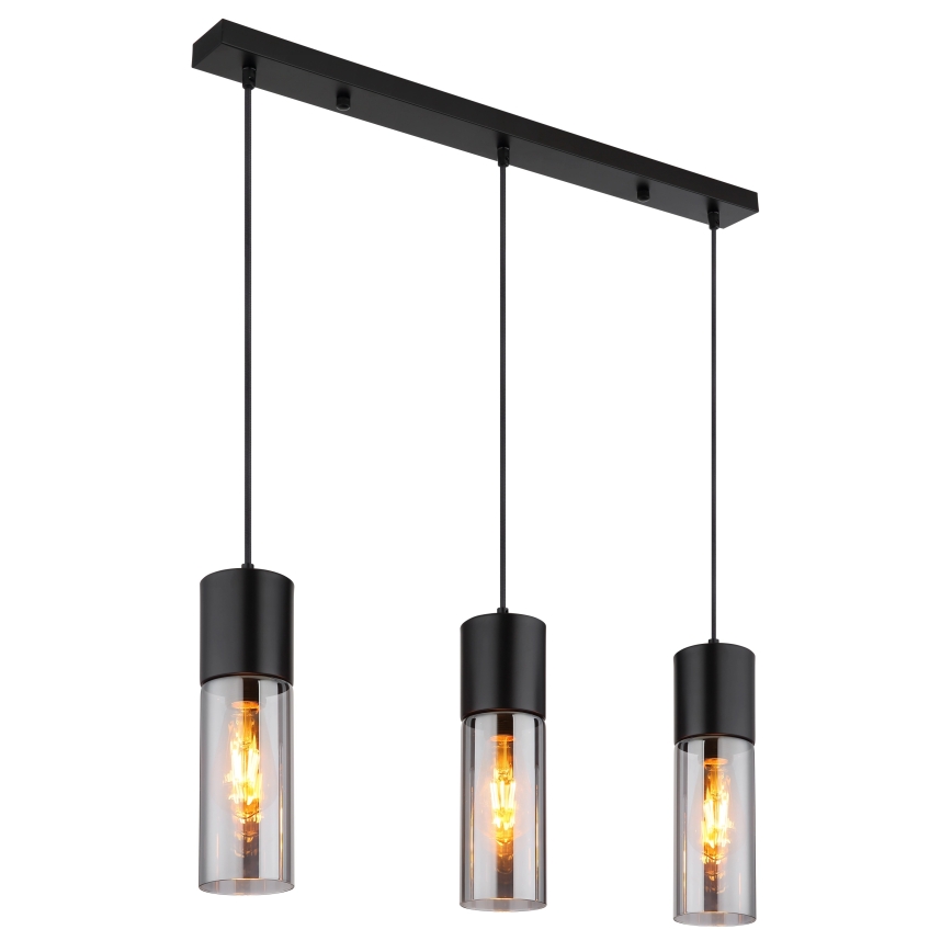Globo - Lustr na lanku 3xE27/25W/230V černá