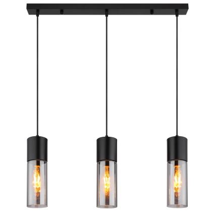 Globo - Lustr na lanku 3xE27/25W/230V černá