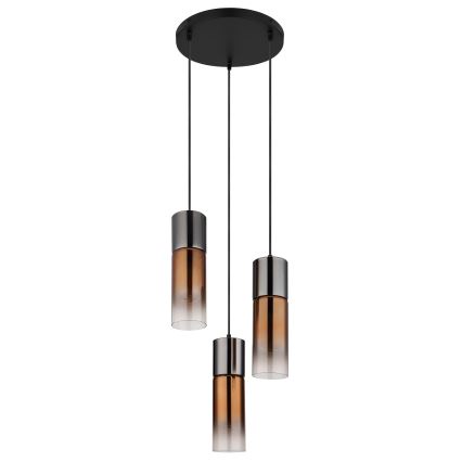 Globo - Lustr na lanku 3xE27/25W/230V černá/měděná