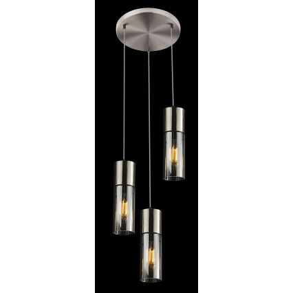Globo - Lustr na lanku 3xE27/25W/230V pr. 30 cm matný chrom