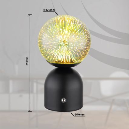 Globo - LED Stmívatelná dotyková stolní lampa LED/2,5W/3,7V 2700K/4000K/6500K 1800 mAh USB černá