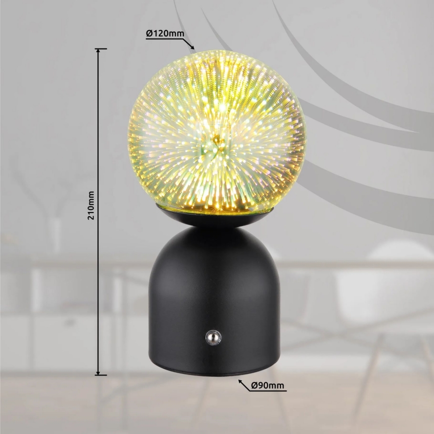 Globo - LED Stmívatelná dotyková stolní lampa LED/2,5W/3,7V 2700K/4000K/6500K 1800 mAh USB černá