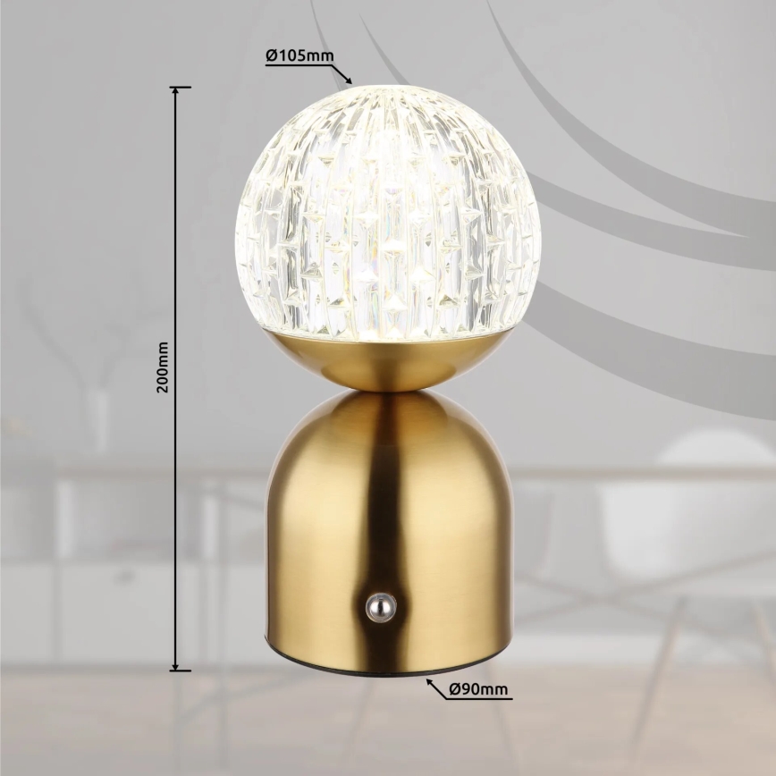 Globo - LED Stmívatelná dotyková stolní lampa LED/2,5W/3,7V 2700/4000/6500K 1800 mAh USB mosaz