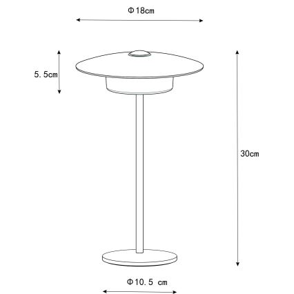 Globo - LED Venkovní nabíjecí dotyková stolní lampa LED/3W/3,7V 1800/2700/3000K IP44 1800 mAh šedá