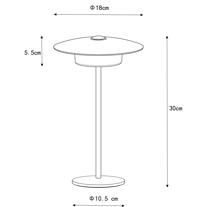 Globo - LED Venkovní nabíjecí dotyková stolní lampa LED/3W/3,7V 1800/2700/3000K IP44 1800 mAh černá