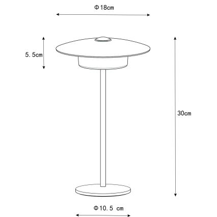 Globo - LED Venkovní nabíjecí dotyková stolní lampa LED/3W/3,7V 1800/2700/3000K IP44 1800 mAh bílá