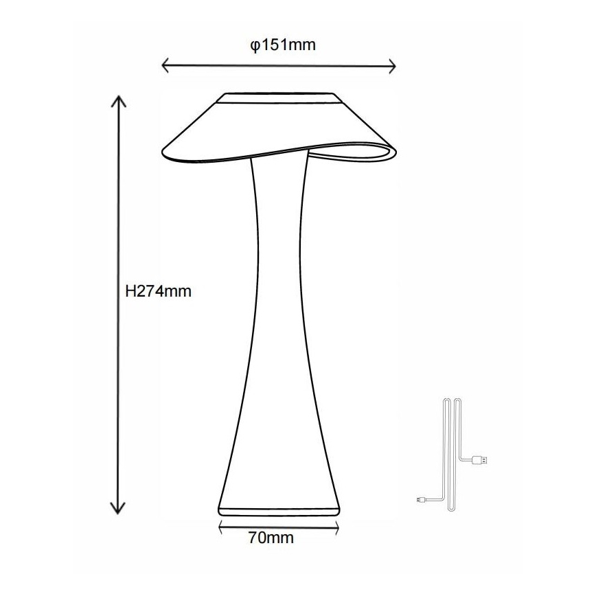 Globo - LED Stmívatelná nabíjecí stolní lampa LED/2,5W/3,7V 1200mAh 2700K/4500K/6500K zlatá