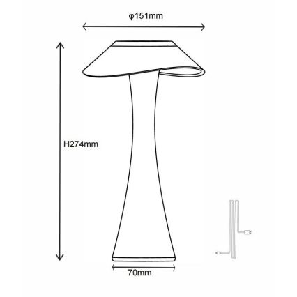 Globo - LED Stmívatelná nabíjecí stolní lampa LED/2,5W/3,7V 1200mAh 2700K/4500K/6500K bílá