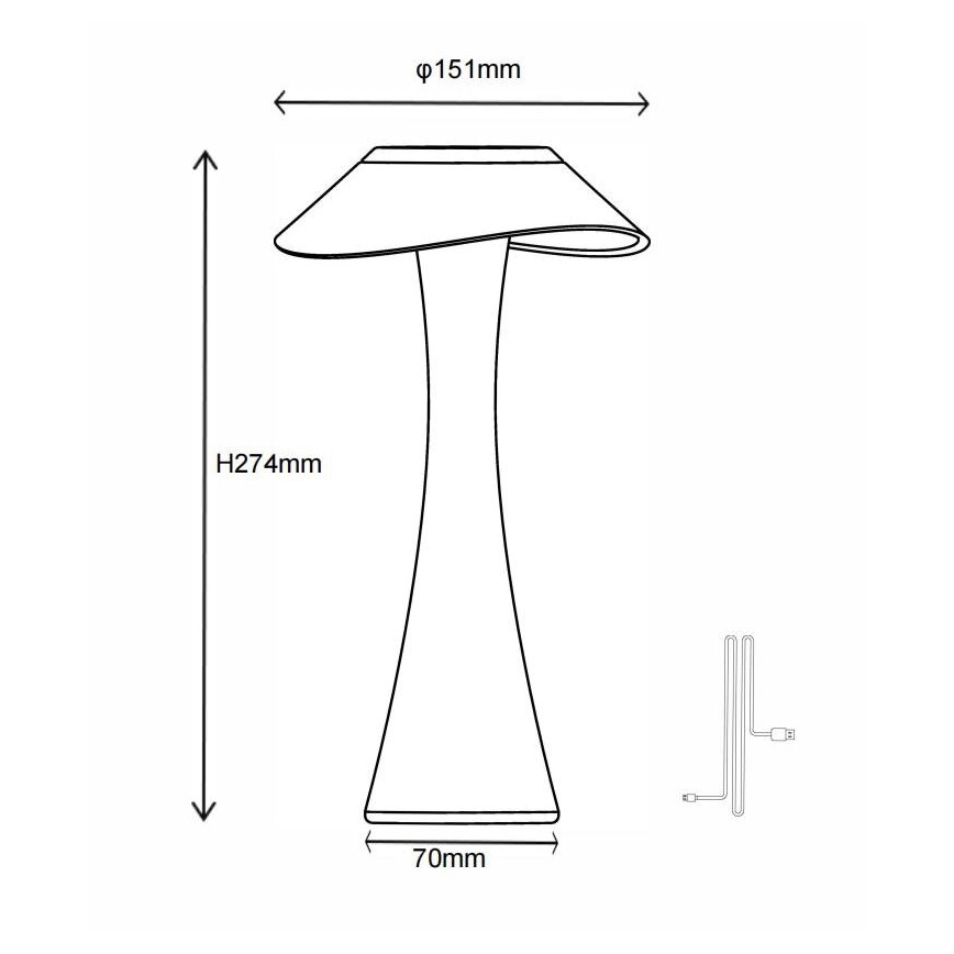 Globo - LED Stmívatelná nabíjecí stolní lampa LED/2,5W/3,7V 1200mAh 2700K/4500K/6500K bílá