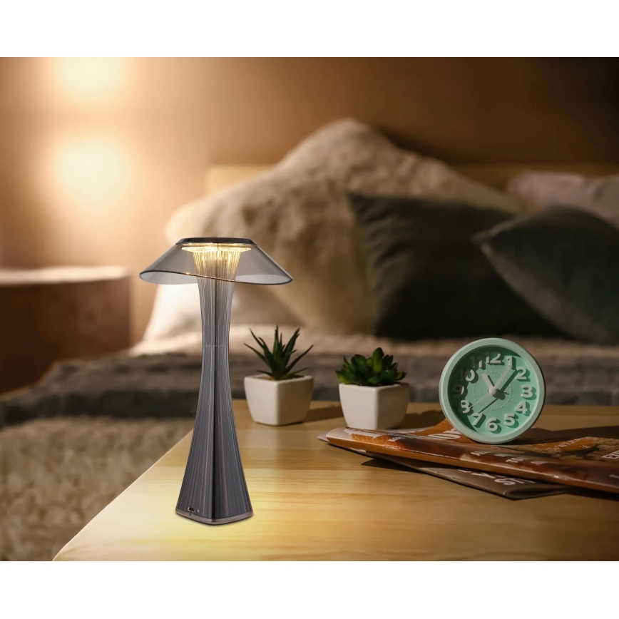 Globo - LED Stmívatelná nabíjecí stolní lampa LED/2,5W/3,7V 1200mAh 2700K/4500K/6500K černá