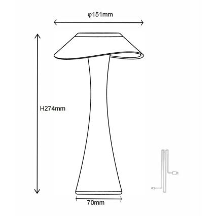 Globo - LED Stmívatelná nabíjecí stolní lampa LED/2,5W/3,7V 1200mAh 2700K/4500K/6500K černá