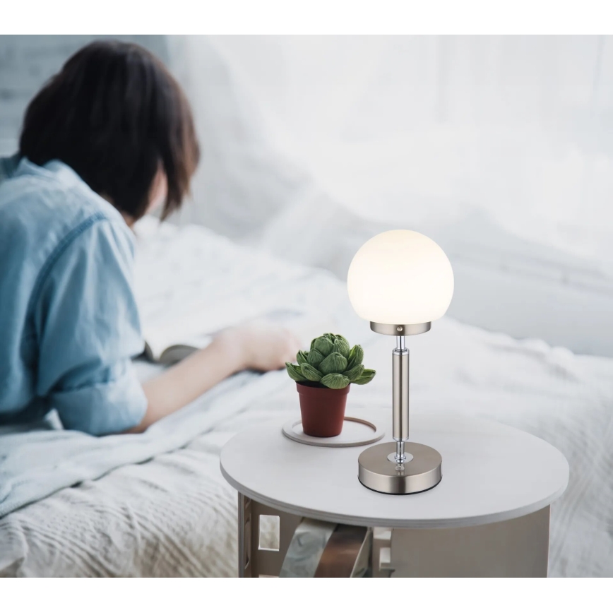 Globo - LED Stmívatelná nabíjecí dotyková stolní lampa LED/2,5W/5V 1800mAh 2700/4000/6500K matný chrom