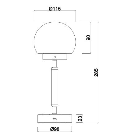 Globo - LED Stmívatelná nabíjecí dotyková stolní lampa LED/2,5W/5V 1800mAh 2700/4000/6500K matný chrom