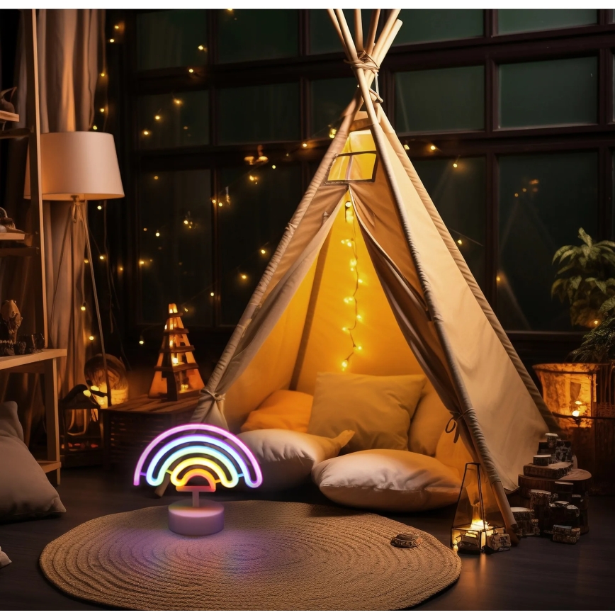 Globo - LED Neonová stolní dekorace LED/2W/3xAA duha