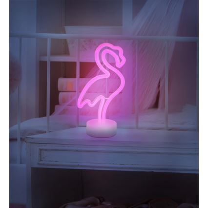 Globo - LED Neonová stolní dekorace LED/2W/3xAA plameňák
