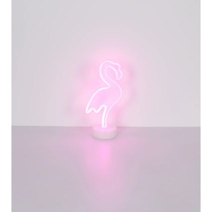Globo - LED Neonová stolní dekorace LED/2W/3xAA plameňák