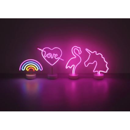 Globo - LED Neonová stolní dekorace LED/2W/3xAA plameňák