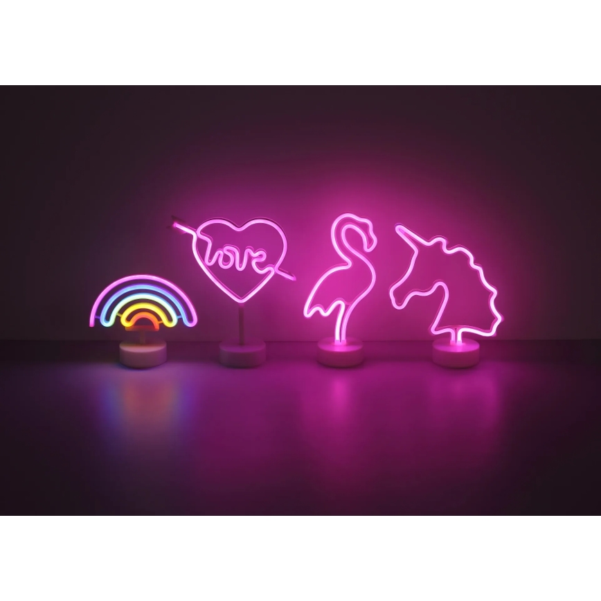 Globo - LED Neonová stolní dekorace LED/2W/3xAA plameňák