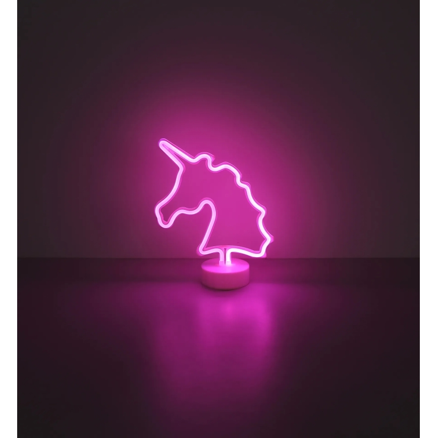 Globo - LED Neonová stolní dekorace LED/2W/3xAA jednorožec