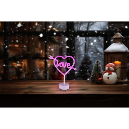 Globo - LED Neonová stolní dekorace LED/2W/3xAA srdce