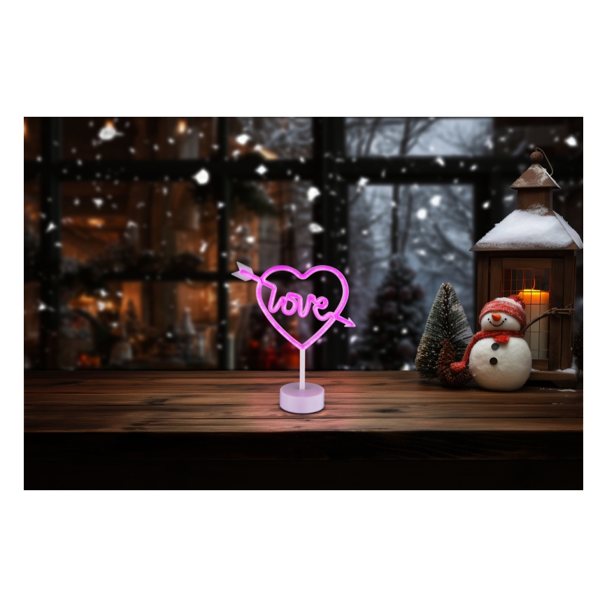 Globo - LED Neonová stolní dekorace LED/2W/3xAA srdce