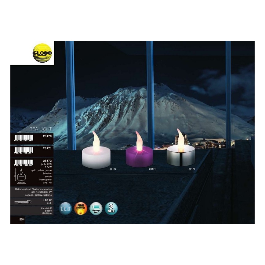 GLOBO 28170 - LED Dekorační svítidlo TEA LIGHT 1xLED/0,04W/2V